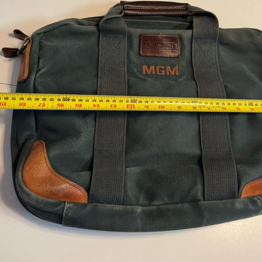 Vintage MGM Movie Studios Lands End Canvas Green & Brown Men's Briefcase Bag